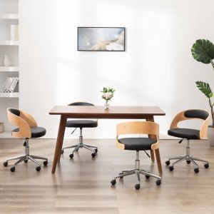 Image de VidaXL Chaises Pivotantes à Dîner Bois Courbé et Similicuir Noir 4 pcs Modèle 2