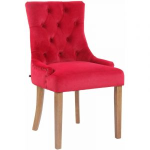 Image de CLP Chaise de salle à manger Aberdeen en Velours rouge Antique clair