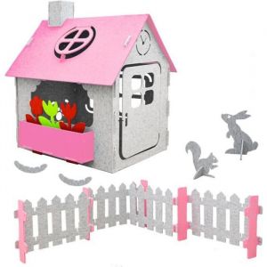 Cabane Enfant - Feutre Recyclé 110x100x124 Petite Maison Intérieur Extérieur - pink