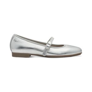 Tamaris Comfort ballerines femme cuir avec fermeture velcro, Silver, 37 EU