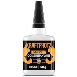 Colle forte extra fluide 50 g &ndash; colle super glue pour r&eacute;parations pr&eacute;cises & fissures capillaires &ndash; r&eacute;sistante &agrave; l&rsquo;eau & &agrave; la chaleur &ndash; plastique, m&eacute;tal, bois, verre &ndash; KRAFTPROTZ