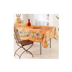 Nappe Provençale Rectangle ou Ronde Anti-Tâche Glycine 100% Polyester - orange - 150x240cm.