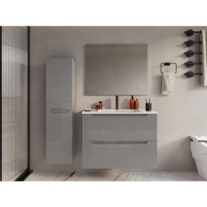 Colonne de salle de bain suspendue - Gris - L30 x l30 x 120 cm - STEFANIE