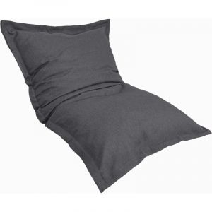 Pouf intérieur xl Housse effet lin gris chiné 150x100cm
