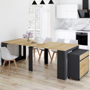 Idmarket Table buffet extensible ORLANDO 10 personnes bois et noir 235 cm