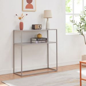 Table console Kuhmo m&eacute;tal 80 x 80 x 30 cm gris [en.casa]