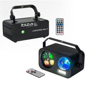 Ibiza Light Pack Lumière Effet Laser LZR200RGB-MULTI Ibiza - Jeu de lumière 3en1 Astro Gobo Stroboscope COMBILED20 Soirée Ambiance Club Bar
