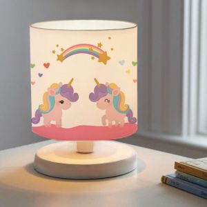 Nova Lampe de bureau Maidstone pour enfant 22 cm blanc à motif de licorne