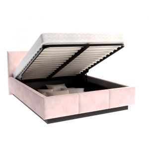 Lit coffre Aveiro 120 x 200 cm avec sommier &agrave; lattes relevable Rose p&acirc;le