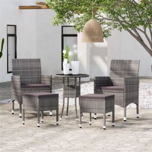 VidaXL Salon de jardin 5 pcs Résine tressée Gris