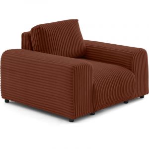 Garance - fauteuil en velours côtelé grosses côtes - Terracotta