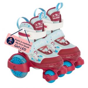 Hudora My First Quad LED Girl/Boy en différentes Tailles- Patins à roulettes Haute qualité avec LED - Confortables & réglables sur 4 Tailles - Rolleurs stylés pour garçons & Filles jusqu'à 20kg