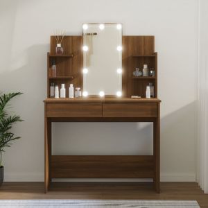 VidaXL Coiffeuse avec LED Chêne marron 96x40x142 cm