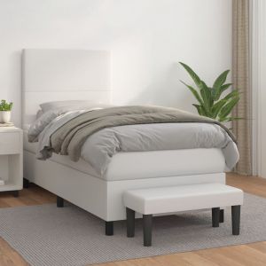 VidaXL Lit à sommier tapissier avec matelas Blanc 90x190 cm Similicuir