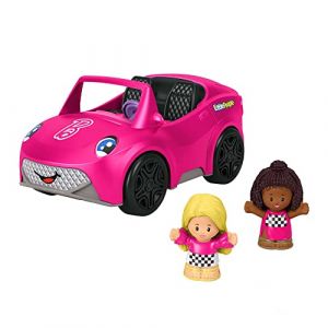 Fisher-Price Coffret Little People Cabriolet de Barbie avec 1 véhicule sonore à pousser et 2 figurines, Jouet Enfant, Dès 18 mois, HJN53