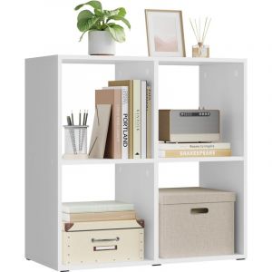 Bibliothèque Woltu tagère Rangement avec 4 Cubes, Meuble Rangement en Bois d'Ingénierie,Blanc