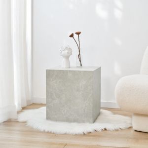 [en.casa] - Table d'appoint Ellelu 45 x 40 x 40 cm aspect marbre taupe