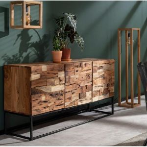 Image de Inside75 Buffet MILL bois massif acacia 3 portes - marron