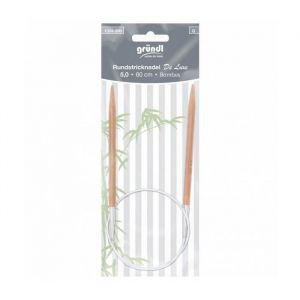 Aiguilles &agrave; tricoter circulaires fixe 60cm en bambou De Luxe N&deg; 4 &agrave; 8 - Grundl(...) -