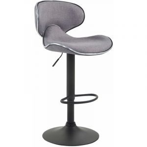 CLP Tabouret de Bar Las Vegas V2 Tissu I Chaise Haute de bar Réglable en Hauteur et Pivotant Assise Rembourrée I Chaise Haute avec Repose-Pieds, Couleur:gris clair, Couleur du cadre:noir