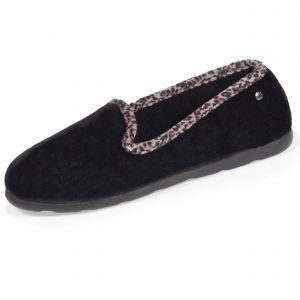 Isotoner Chaussons Slippers femme biais animal Noir - Couleur Noir - Taille 36