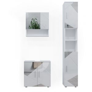Vicco - Ensemble de meubles de salle de bains Irma blanc brilliant set de 3 avec miroirs