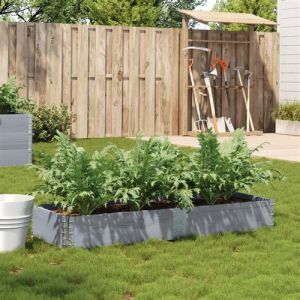 VidaXL Jardinière gris 150x50 cm bois massif de pin, jardinière d'extérieur, bac à fleurs, bac à tomates, jardinière de terrasse