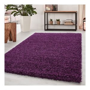 Allotapis Tapis uni &agrave; longues m&egrave;ches rectangle Swirls 65x130 Violet