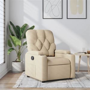 VidaXL Fauteuil inclinable Crème Tissu