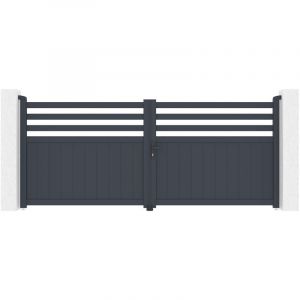 Casanoov - Portail battant 3,4m nevis 340 x 140cm aluminium gris