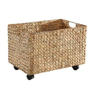 Calicosy Coffre &agrave; jouet &agrave; roulettes en jacinthe d'eau - L50 cm