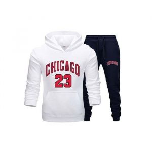 Jogging Surv&ecirc;tement Basketball Chicago 23 Enfant Blanc (Taille 12/14 Ans,Couleur Blanc)