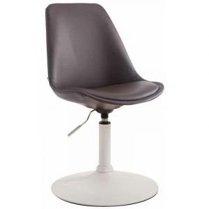 CLP Chaise de salle à manger Maverick similicuir marron Métal blanc mat