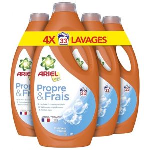 Ariel Simply, Lessive Liquide, 132 Lavages (4x33), Propre et Frais, Fraîcheur Longue Durée, Impeccable Même En Cycle Court Et À Froid, Nettoie En Profondeur, Fabriqué En France