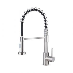 Ibergrif Robinet Cuisine avec Douchette Extensible 360° Pivotant, Mitigeur Évier à Arc Élevé, 2 Modes de Pulvérisation, Acier Inoxydable Économe en Eau, Design Moderne, M22143A