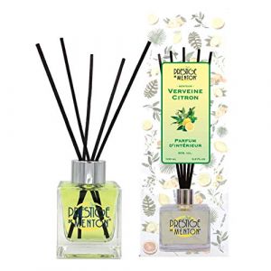 Prestige de Menton Diffuseur Parfum Verveine Citron 100ml avec bâtonnets - Tonique et Frais - Artisan Parfumeur en Côte d'Azur