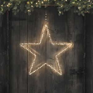 Lights4Fun Étoile Lumineuse de 60 cm en Acrylique à Suspendre avec 125 Micro LED Blanc Chaud à Piles avec Minuterie Décoration de Noël pour Intérieur et Extérieur