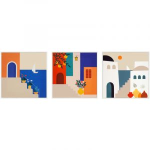 Ensemble de 3 toiles avec cadre, aux couleurs vives 40x40cm