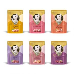 KITTY Cat Pat&eacute; Mix 3, 6 x 85 g, Nourriture Humide pour Chat dans Un Paquet d'essai, Nourriture pour Chat sans c&eacute;r&eacute;ales avec Taurine, Huile de Saumon et Moule aux orles Vertes, Aliment Complet &agrave; Haute