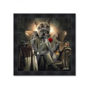 Cadre en bois avec impression en PVC vernis "Pumba" - Noir - 40 x 40 cm - Collection Binet