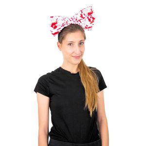 Ruedelafete Serre-t&ecirc;te noeud blanc g&eacute;ant ensanglant&eacute;