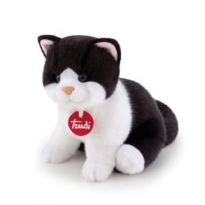 GP Toys Trudi Chat Brad Blanche et Noir Peluche Chat, Cadeau de No&euml;l et d'anniversaire, Reproduction r&eacute;aliste | 16x19x22cm S | Chats en Peluche Classiques | mod&egrave;le 21040