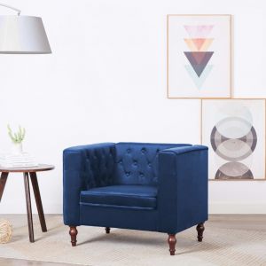 Image de VidaXL Fauteuil Velours Bleu