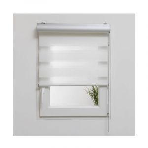 Madécostore Double Store Enrouleur Jour Nuit Abeille - Blanc - L186 x H250cm - avec Coffre - Chaînette Alu