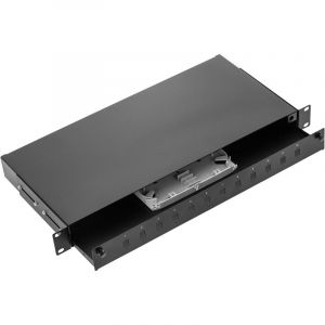 Panneau de brassage fibre optique 1U noir avec 12 SC Simplex ou 12 LC duplex