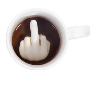 Td Tasse Blanche En Céramique/ Geste Doigt Dans Le Fond De Tasse/ Mug Créatif Avec Parodie Non Civilisée De Majeur Doigt D'honneur