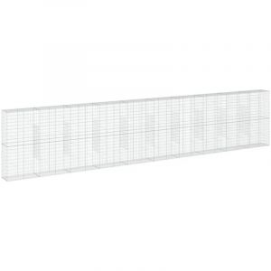 VidaXL Panier gabion avec couvercle 1000x50x200 cm fer galvanisé, mur en gabion, mur de soutènement en gabion, clôture en gabion, gabion, cage gabion