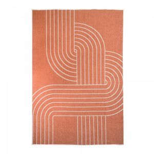 Tapis extérieur, kilim reversible 200x290 EX1 COG orange et crème