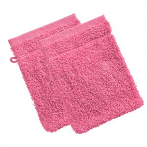Lot de 2 gants de toilette CLAIRE en coton rose