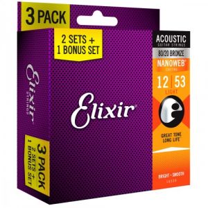 Image de Elixir 11052 FOLK NANOWEB L 12-53 PACK DE 3 JEUX